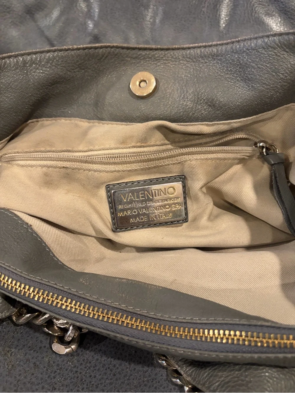 Valentino Olive Green Leather Hobo with Tassel and Gold Hardware
